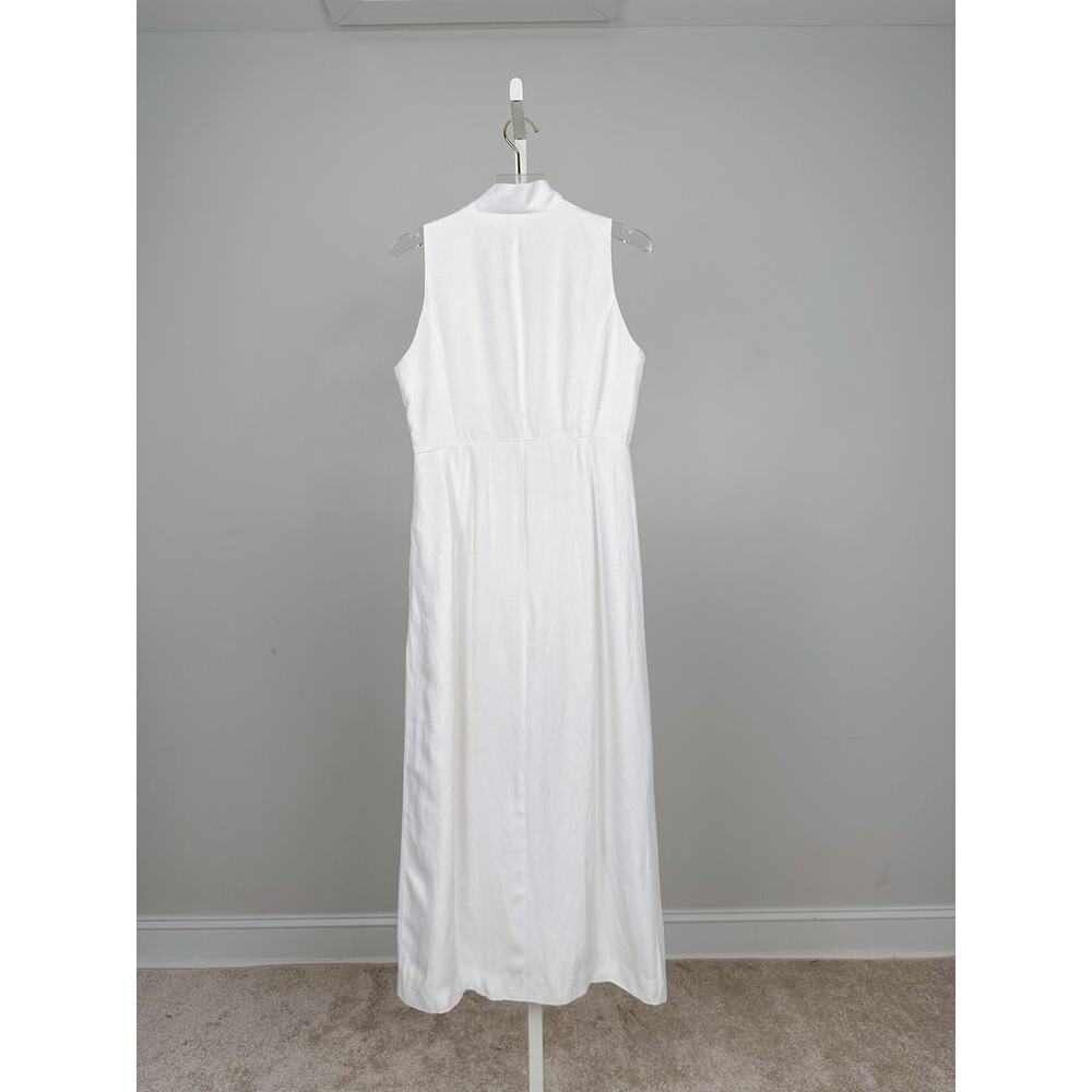 Tuckernuck White Leighton Midi Dress Medium Linen Blend Raffia Button Resort - Picture 5 of 7